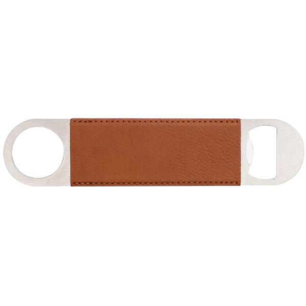 Stainless Steel Bottle Opener with Leatherette Handle - 12 Pack Thumbnail